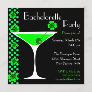 Invitación PERSONALIZADO Shamrock Bachelorette Martini Invita