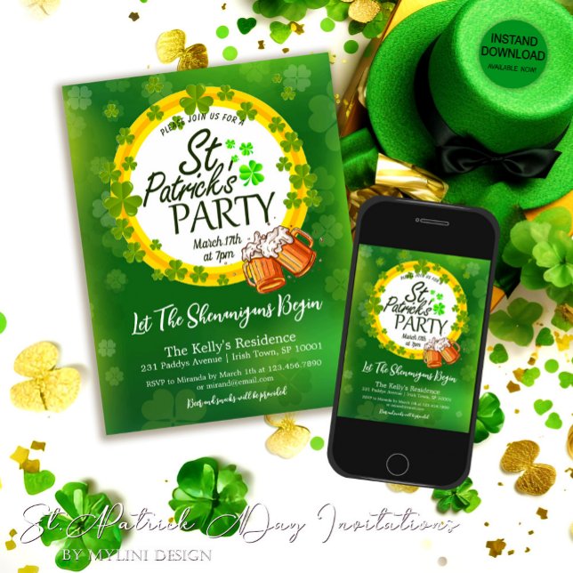 Invitación Personalizado Shamrock Beer St. Patrick's Day Fies (Subido por el creador)