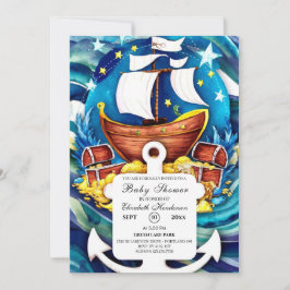 Invitación Personalizado simple Pirate Baby Shower