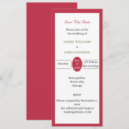 Invitación Personalizado Simple Red Guardar La Fecha