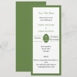 Invitación Personalizado Simple Verde Guardar la fecha
