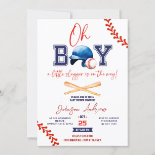 Invitación Personalizado Slumdunk Oh Boy Baseball Baby Shower