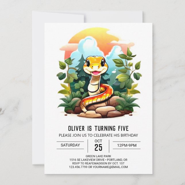 Invitación Personalizado Snake Kids Fiesta de cumpleaños (Anverso)