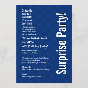 Invitación Personalizado SORPRESA Cumpleaños Moderno Royal Bl