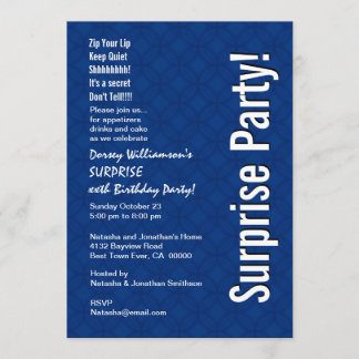 Invitación Personalizado SORPRESA Cumpleaños Moderno Royal Bl