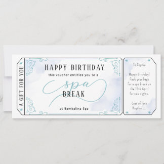 Invitación Personalizado Spa Day Masaje con certificado de cu