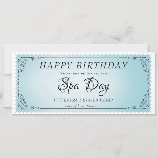 Invitación Personalizado Spa Day Masaje con certificado de cu (Anverso)