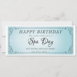 Invitación Personalizado Spa Day Masaje con certificado de cu