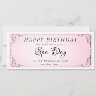 Invitación Personalizado Spa Día Masaje Certificado de cupón 