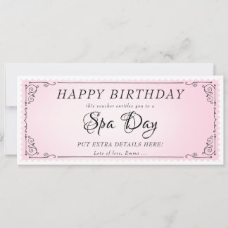 Invitación Personalizado Spa Día Masaje Certificado de cupón