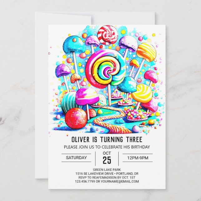 Invitación Personalizado Sprinkles Sweet Birthday (Anverso)