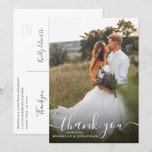 Invitación Personalizado Stylsih Script Boda Foto Gracias