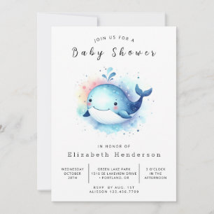 Invitación Personalizado submarino Whale Baby Shower