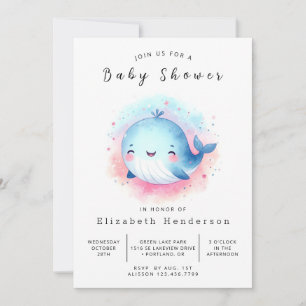 Invitación Personalizado submarino Whale Baby Shower