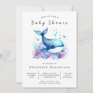 Invitación Personalizado submarino Whale Baby Shower