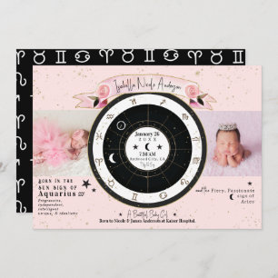 Invitación Personalizado Sun Moon Astrología Nacimiento Gráfi