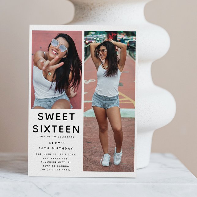 Invitación Personalizado 'SWEET 16' 2 Foto 16th Birthday Part (Subido por el creador)