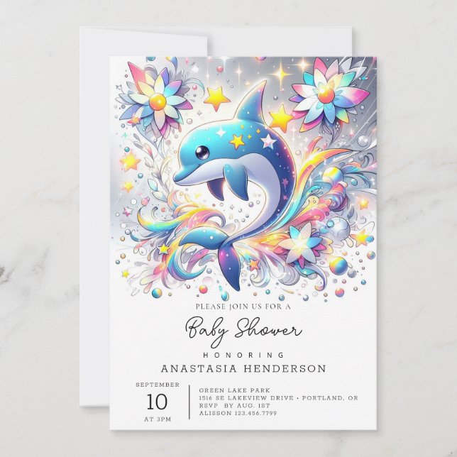 Invitación Personalizado Sweet Dolphin Baby Shower (Anverso)