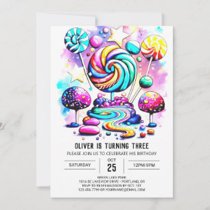 Invitación Personalizado Sweet Lollipop Cumpleaños