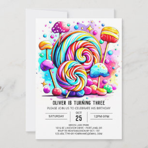 Invitación Personalizado Sweet Lollipop Cumpleaños