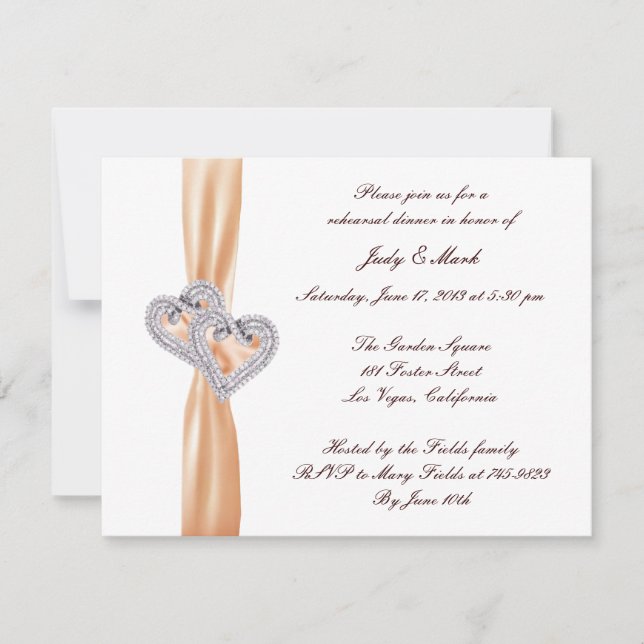 Invitación Personalizado Tangerina Ensayo de corazón Invitaci (Anverso)