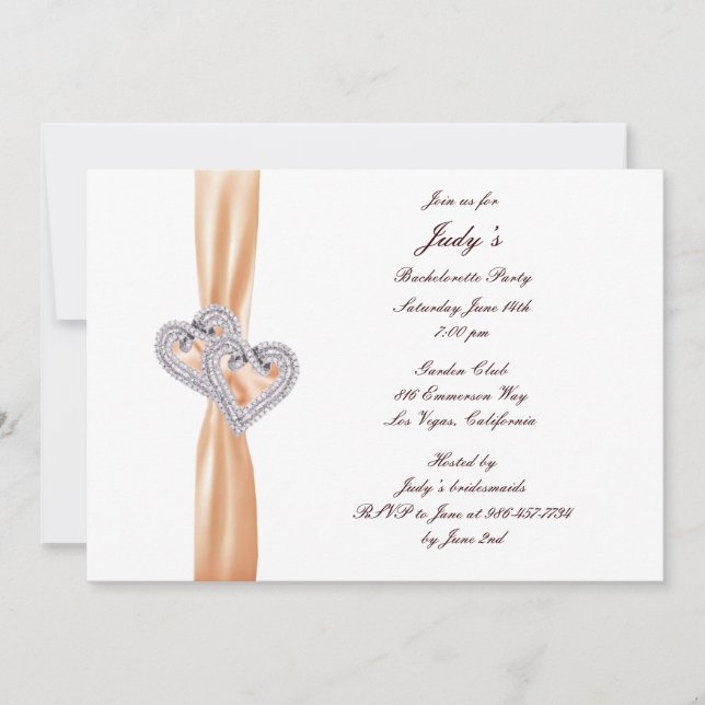 Invitación Personalizado Tangerine Hearts Bachelorette Party  (Anverso)