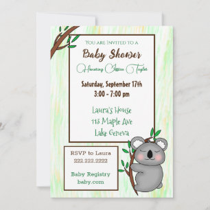 Invitación Personalizado tenebroso Koala Tema Baby Shower
