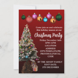 Invitación Personalizado Texto Árbol de navidad Baubles Fiest
