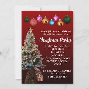 Invitación Personalizado Texto Árbol de navidad Baubles Fiest