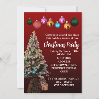 Invitación Personalizado Texto Árbol de navidad Baubles Fiest