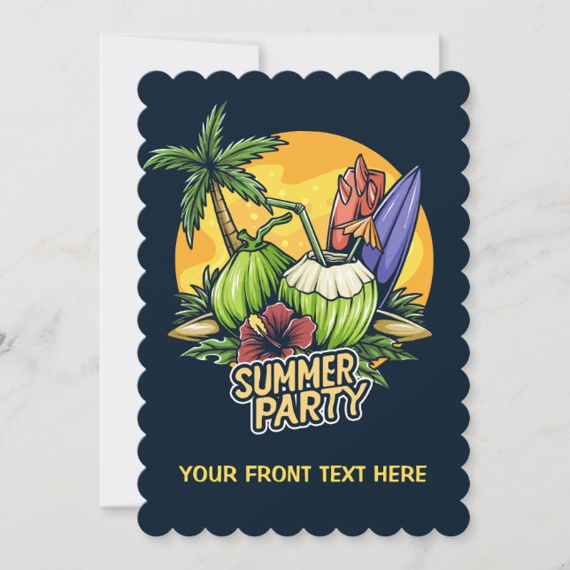 Invitación Personalizado Texto Fiesta de verano tropical (Anverso)