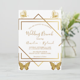 Invitación Personalizado Texto Mariposa dorada Boda Brunch