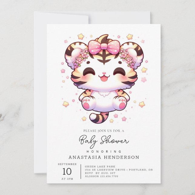 Invitación Personalizado Tiger Baby Shower (Anverso)
