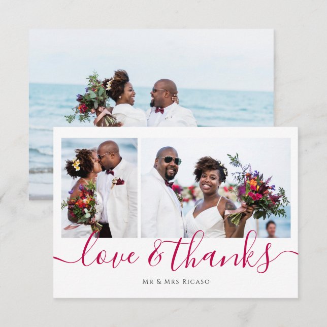 Invitación Personalizado Tres Fotos Amor y Gracias (Anverso / Reverso)
