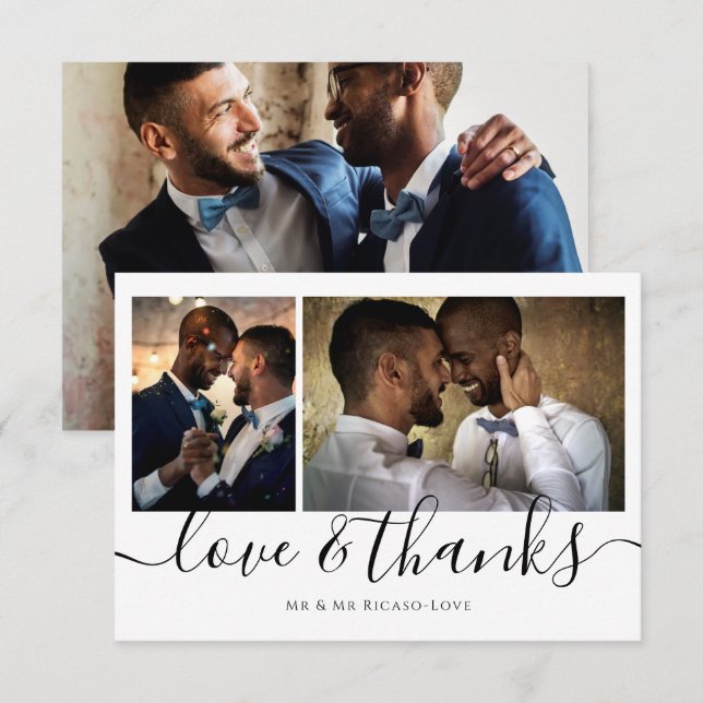 Invitación Personalizado Tres Fotos Amor y Gracias (Anverso / Reverso)