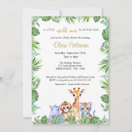 Invitación Personalizado Tropical Jungle Giraffe Tiger Baby S