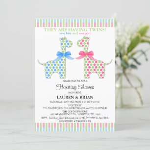 Invitación Personalizado Twin Giraffe Flotando Baby Shower