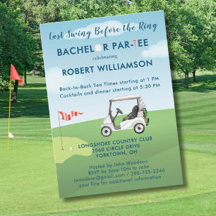 Invitación Personalizado Último Swing Golf Tema Bachelor Par-