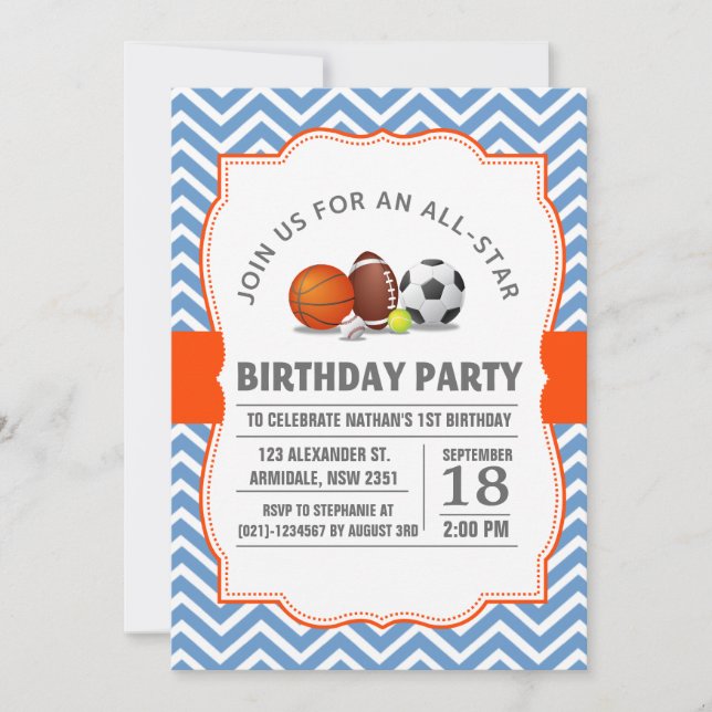 Invitación Personalizado una fiesta de cumpleaños All-star (Anverso)