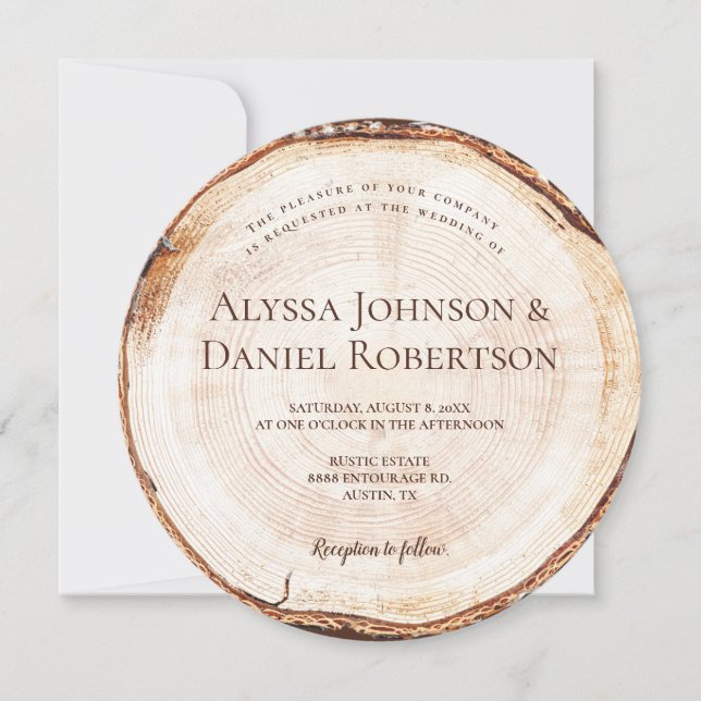 Invitación Personalizado único de corte de madera de Boda rús (Anverso)
