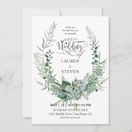 Invitación Personalizado Verde Blanco Ramiendo Flores Florale