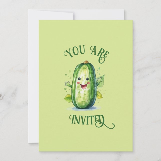 Invitación Personalizado verde lindo Pickle Cumpleaños (Anverso)