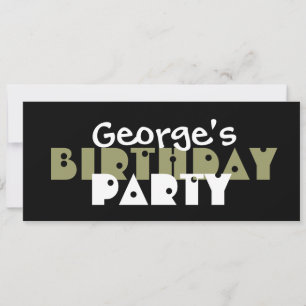 Invitación Personalizado verde oliva y negro de la fiesta de