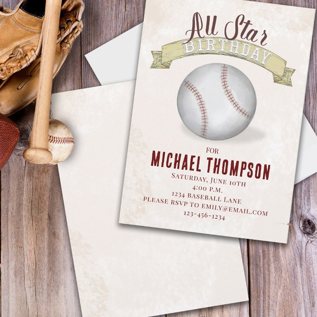 Invitación Personalizado Vintage de Béisbol Birday Boy (Subido por el creador)
