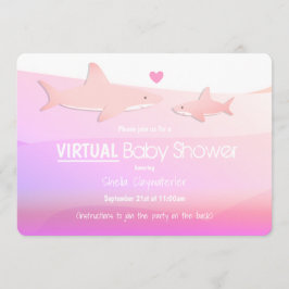 Invitación Personalizado virtual de tiburón rosa de Baby Show