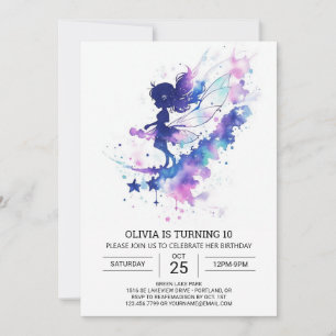 Invitación Personalizado Watercolor Fairy Birday