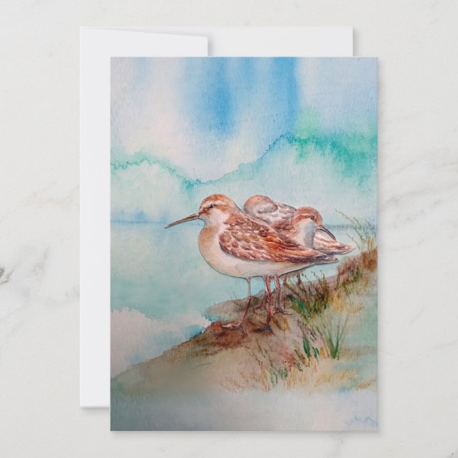 Invitación Personalizado Watercolor Sandpipers Beach Bird Art (Anverso)