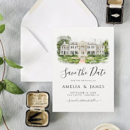 Invitación Personalizado Watercolor Venue Wedding guardar la