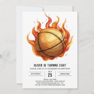 Invitación Personalizado Watercolor Whimsical Baloncesto Cump