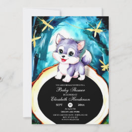 Invitación Personalizado Watercolor Wolf Baby Shower